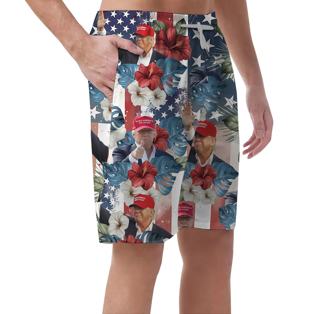 American Men's Aloha Romper With Donald Trump