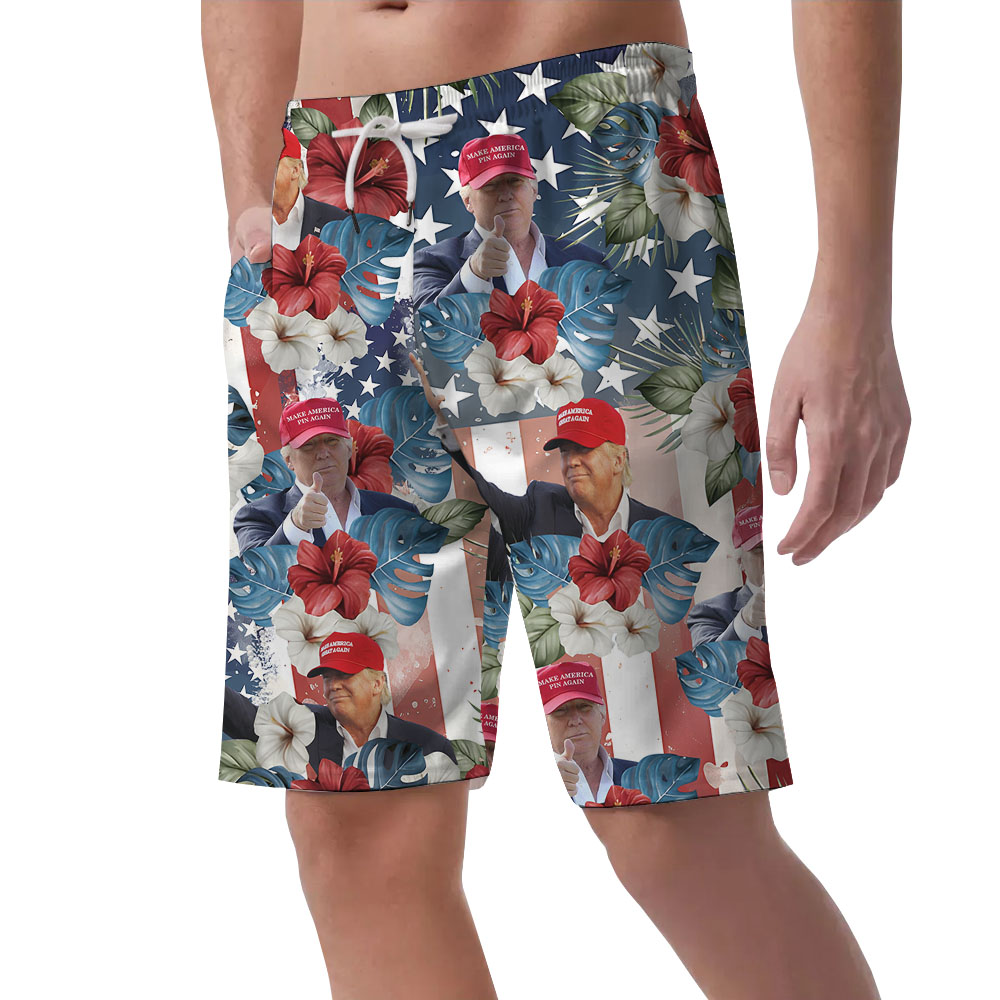 American Men's Aloha Romper With Donald Trump