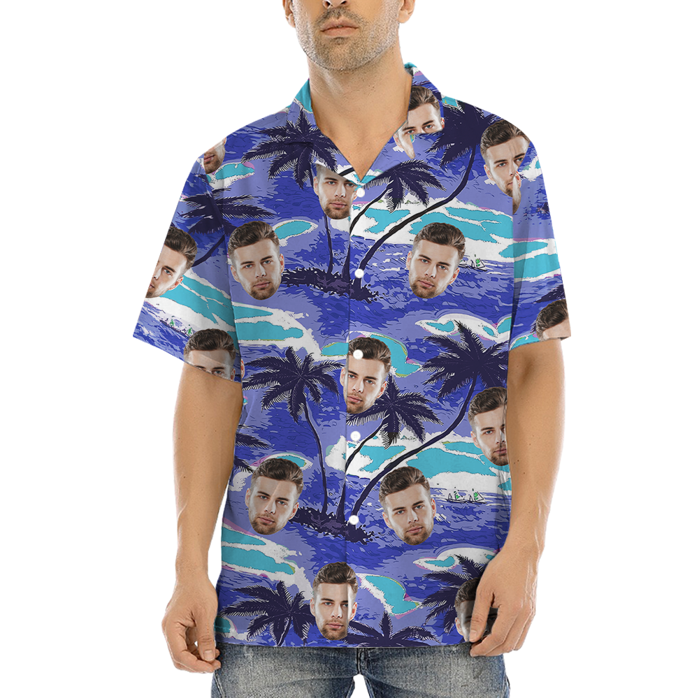Palm Tree Tropical Aloha Shirt With Custom Face