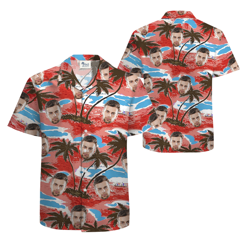 Palm Tree Tropical Aloha Shirt With Custom Face