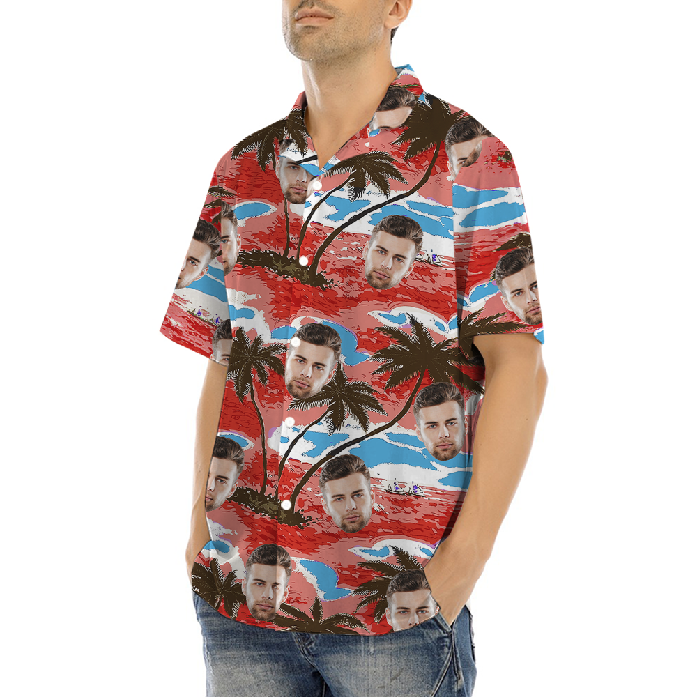 Palm Tree Tropical Aloha Shirt With Custom Face