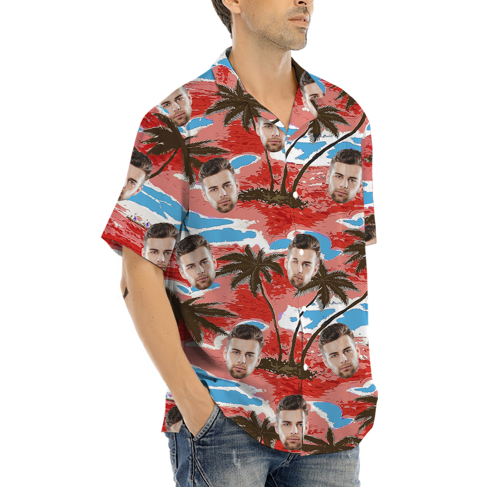 Palm Tree Tropical Aloha Shirt With Custom Face