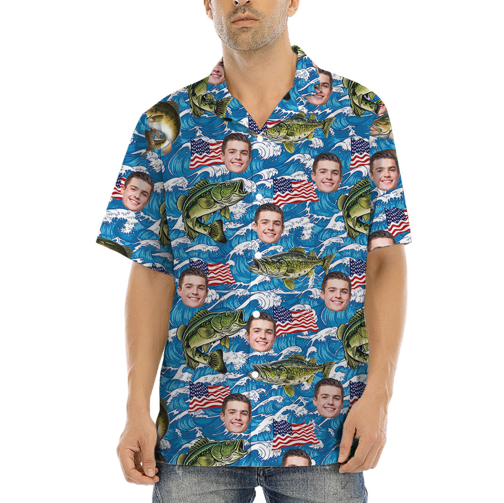 Custom Face Fishing Hawaiian Shirt For Men - variant image 1