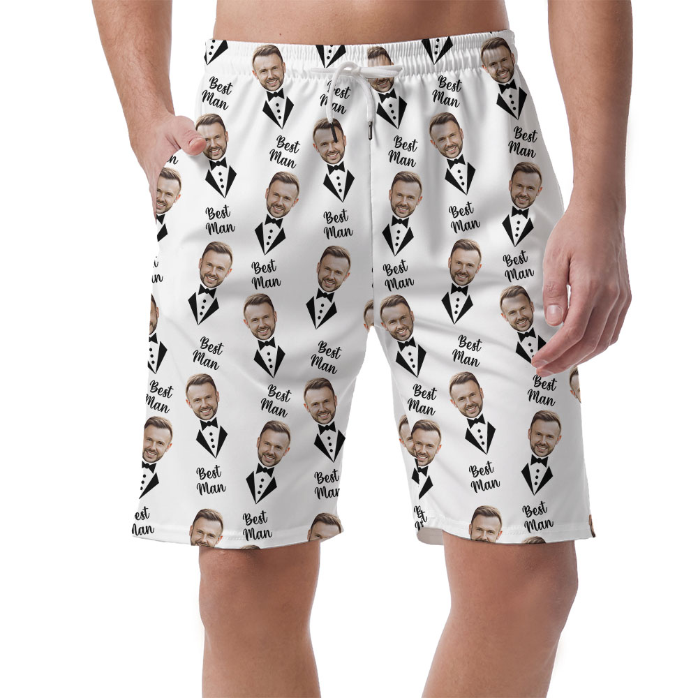 Custom Face Groomsman Hawaiian Shorts For Wedding - variant image 1