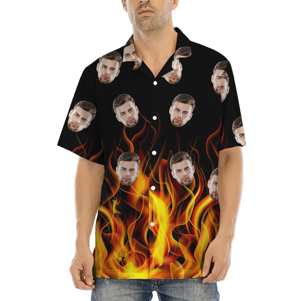 Custom Face Flame Hawaiian Shirt - variant image 1