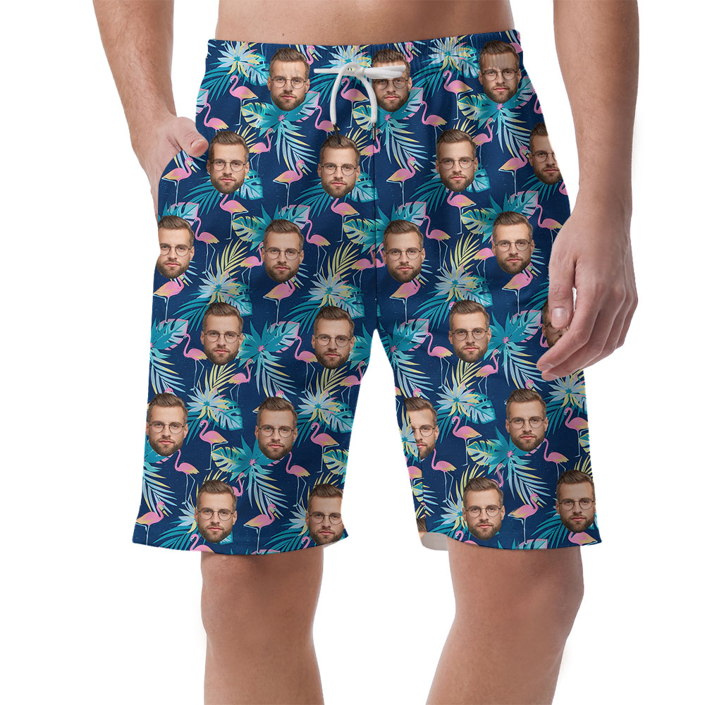 Flamingo Tropical Beach Shorts With Faces For Men - variant image 1