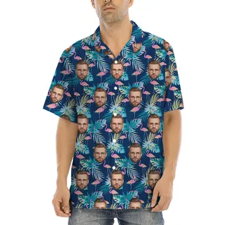 Flamingo Men's Aloha Shirt With 1-5 Faces