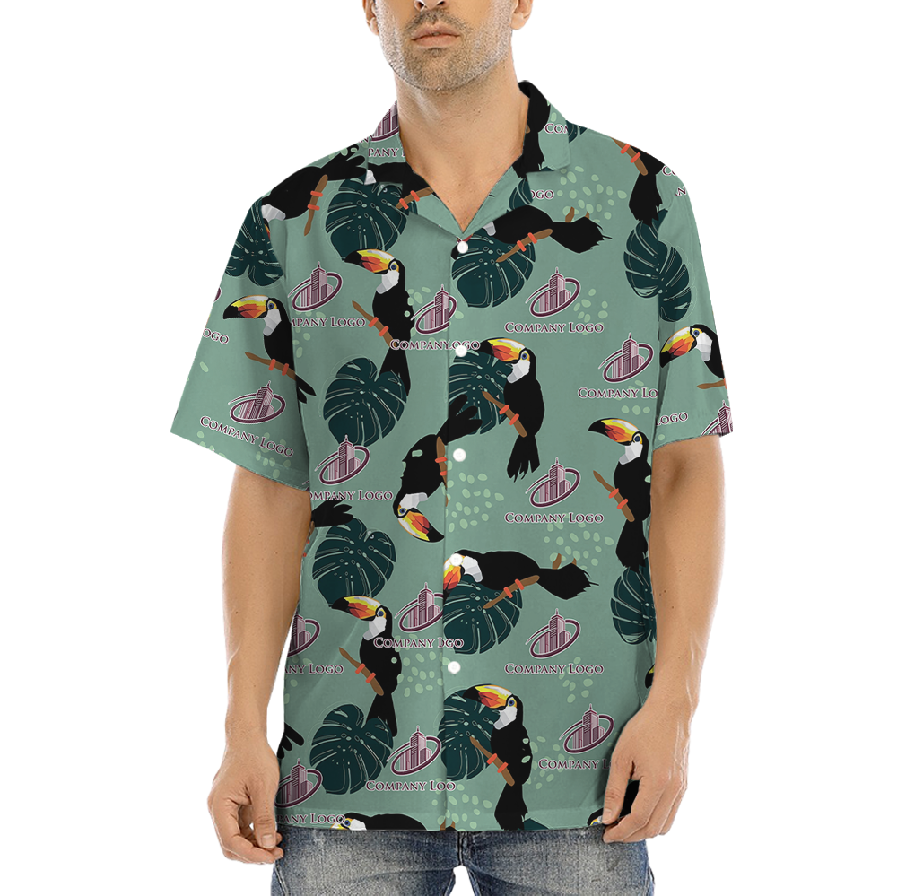 Custom Company Logo Tropical Toucan Hawaiian Shirt - variant image 1
