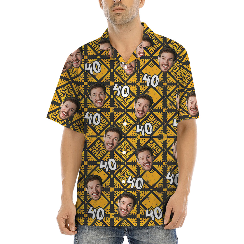 Retro Yellow Pattern Hawaiian Shirt - variant image 1