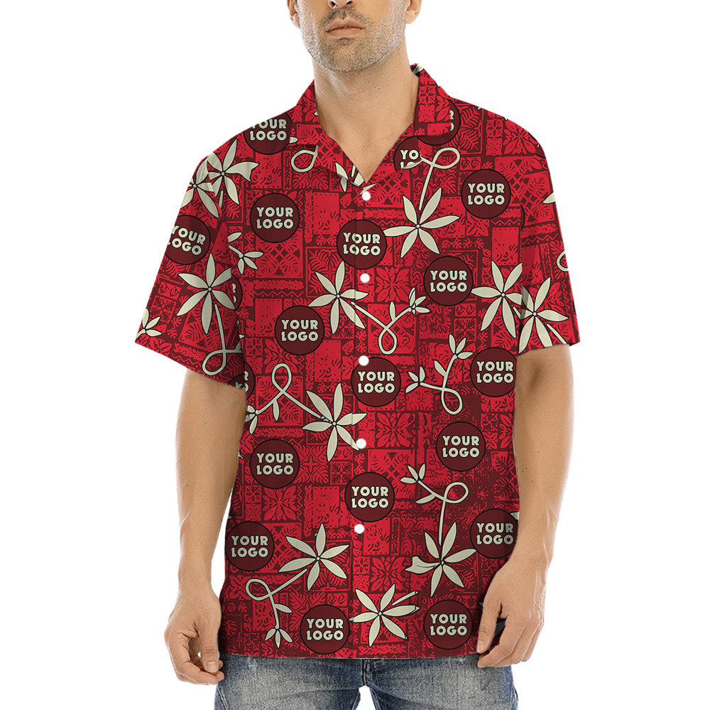 Vintage Red Hula Button Up Shirt Custom Logo - variant image 1