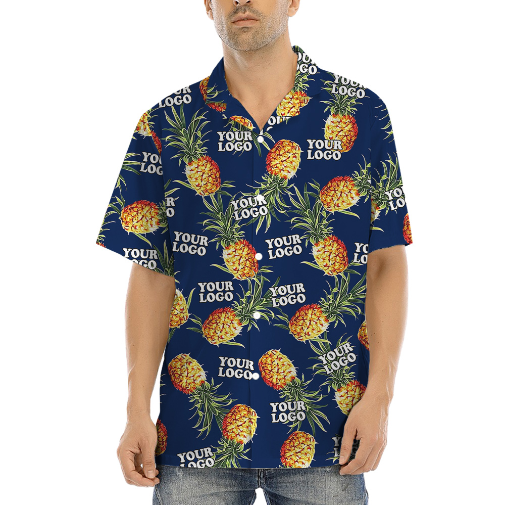 Pineapple Navy Hawaiian Shirt Team Logo - variant image 1
