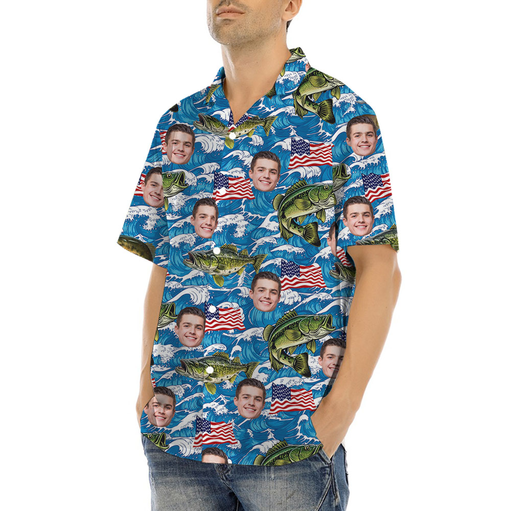 Custom Face Fishing Hawaiian Shirt For Men