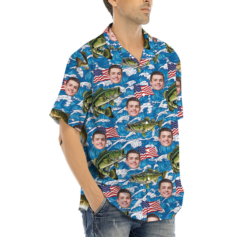 Custom Face Fishing Hawaiian Shirt For Men
