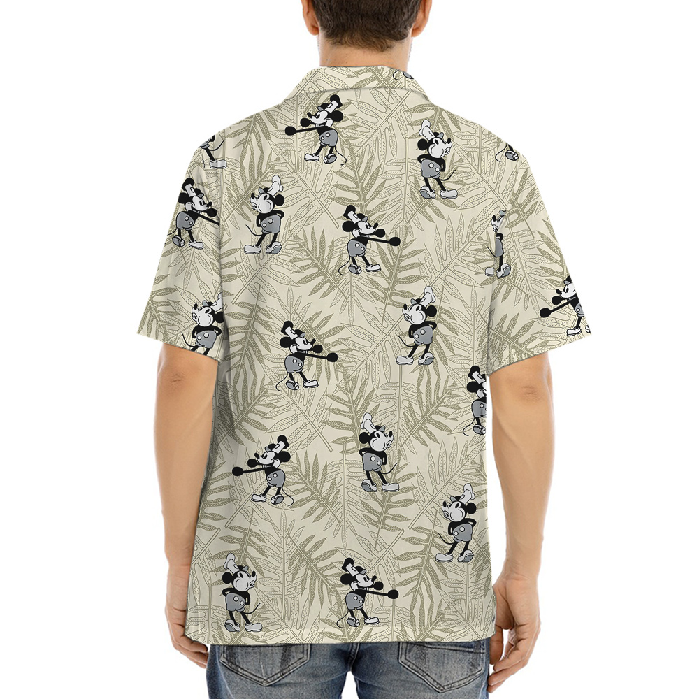 Playful Mickey Hawaiian Shirt for Men Forest Theme