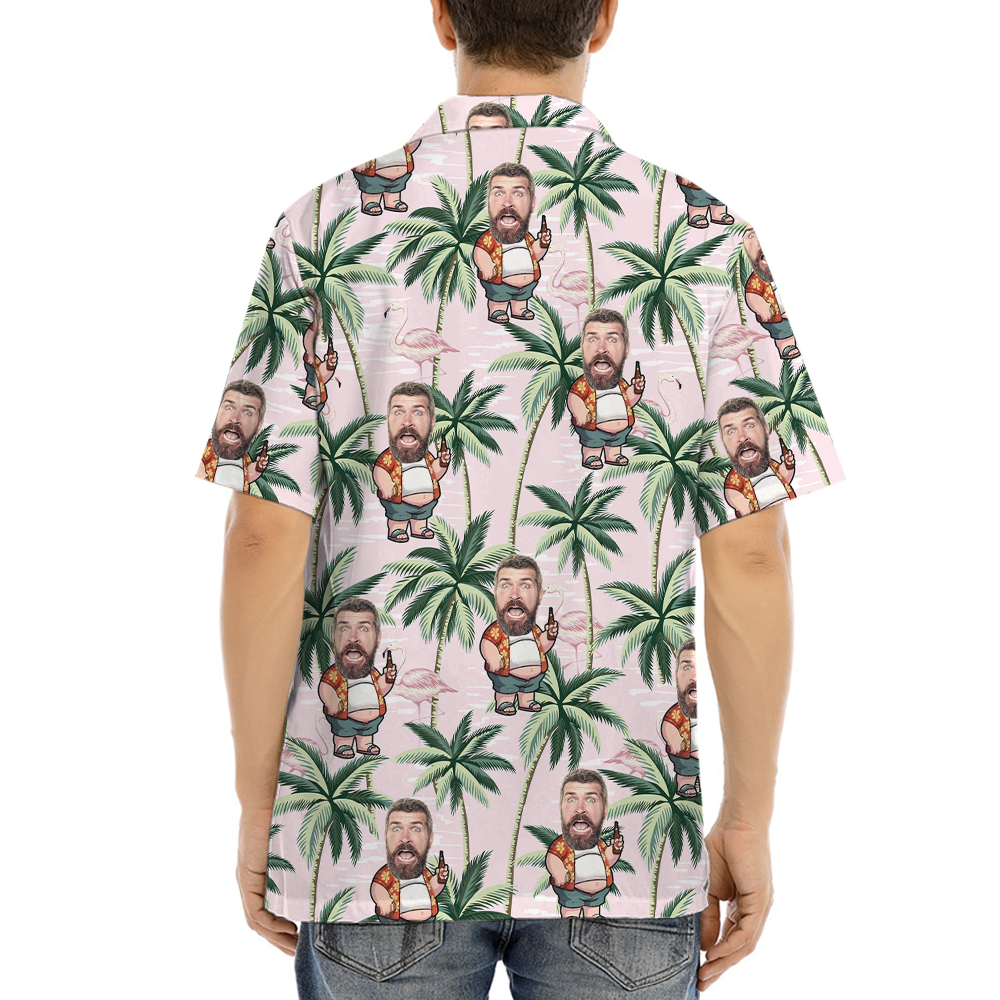Funny Custom Face Chubby Man Tropical Hawaiian Shirt