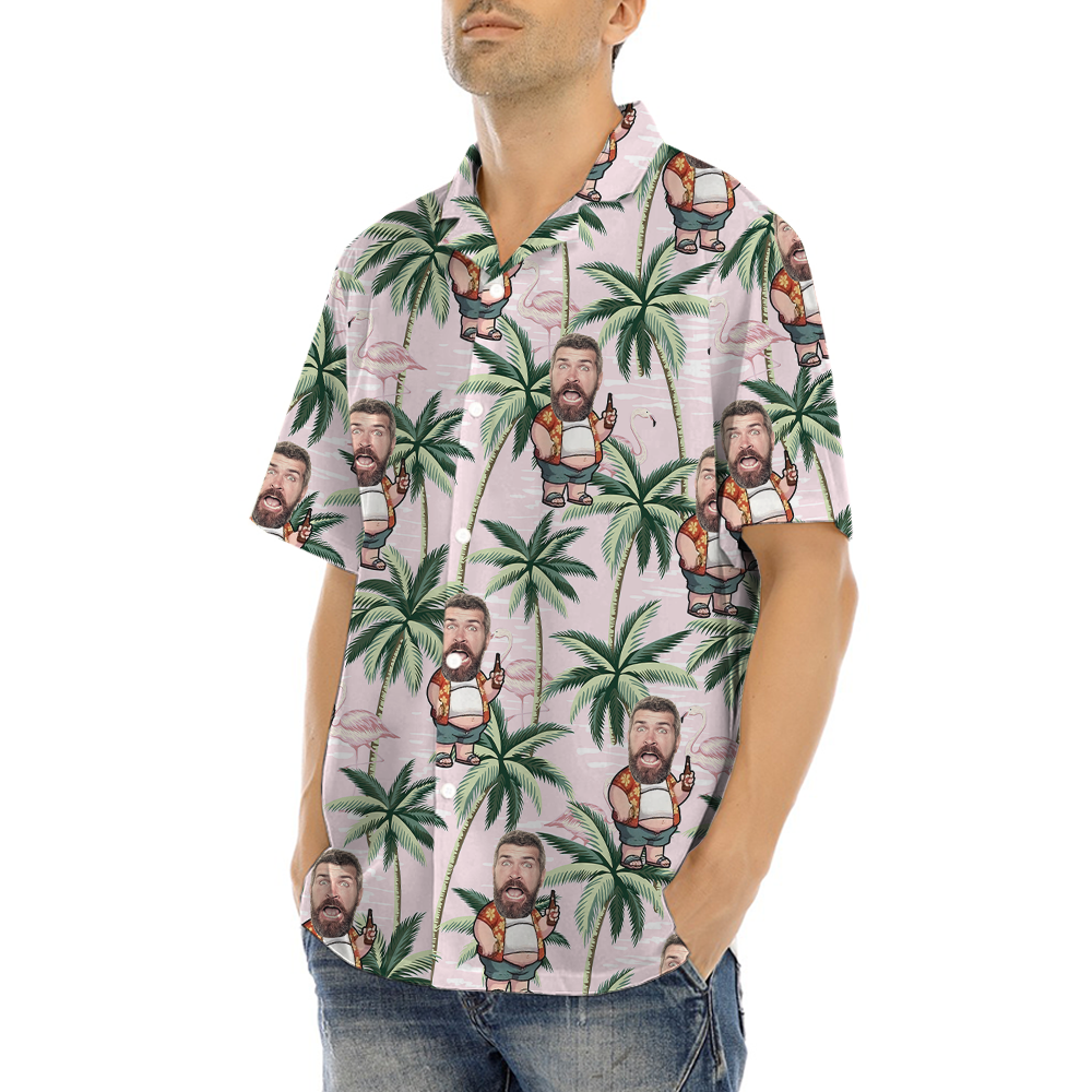 Funny Custom Face Chubby Man Tropical Hawaiian Shirt