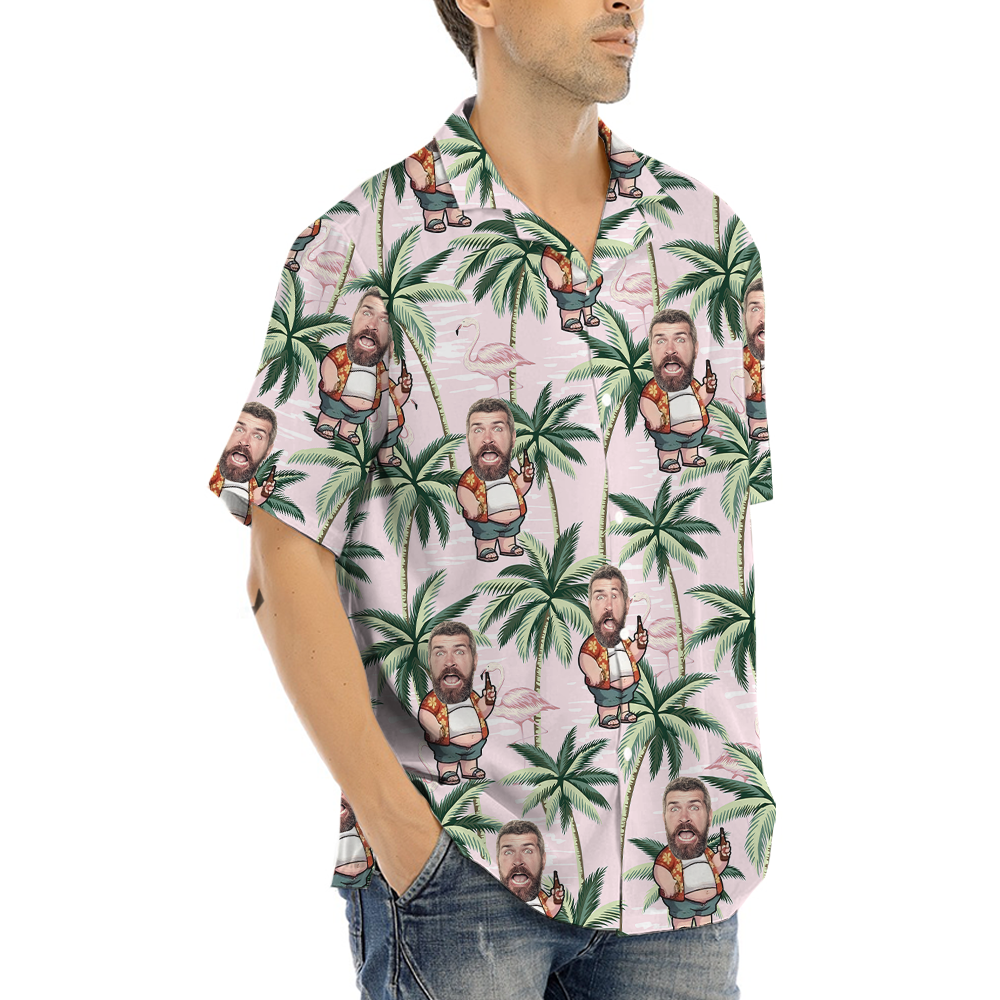 Funny Custom Face Chubby Man Tropical Hawaiian Shirt