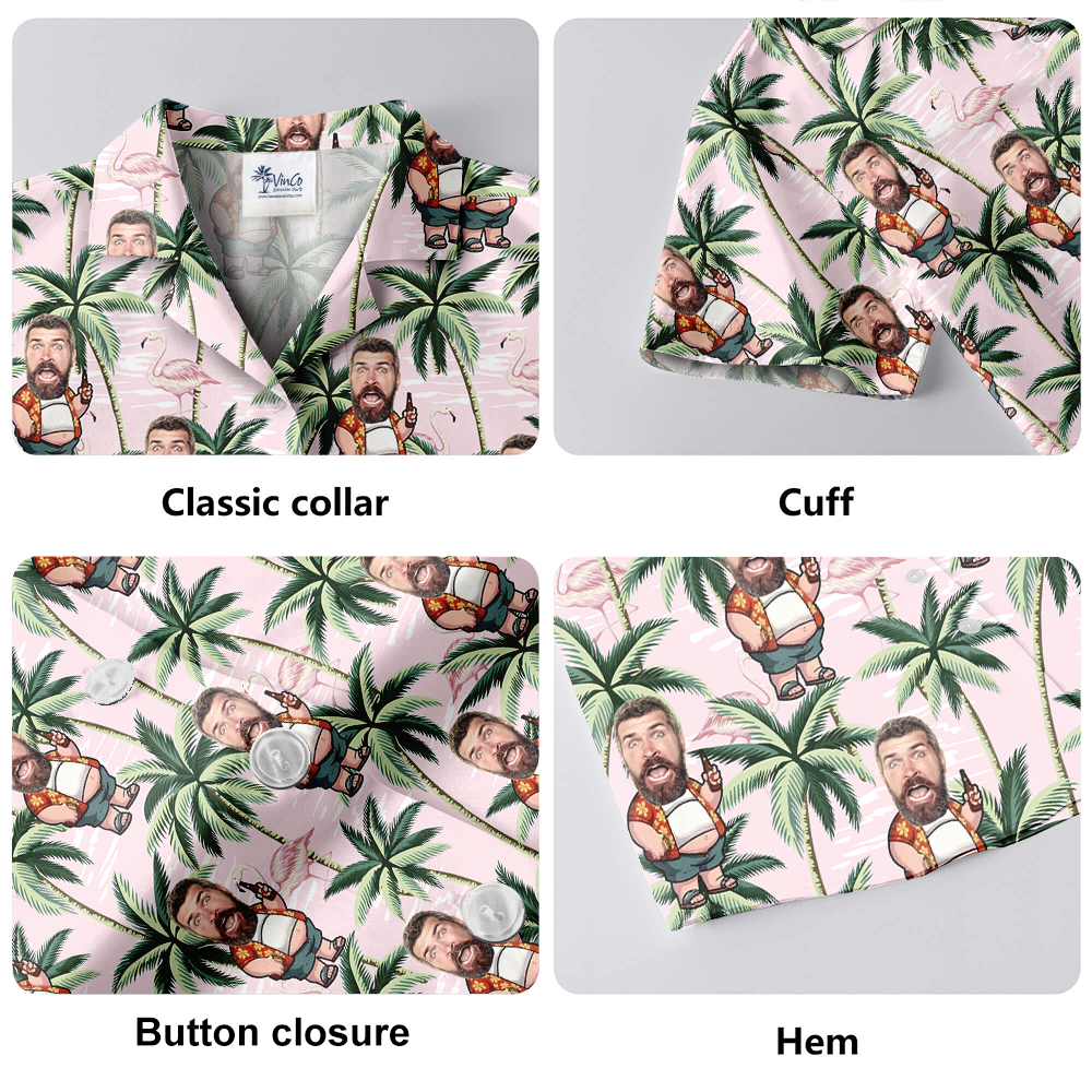 Funny Custom Face Chubby Man Tropical Hawaiian Shirt