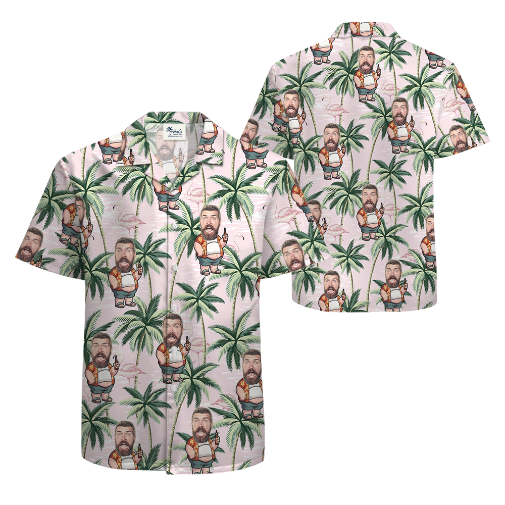 Funny Custom Face Chubby Man Tropical Hawaiian Shirt