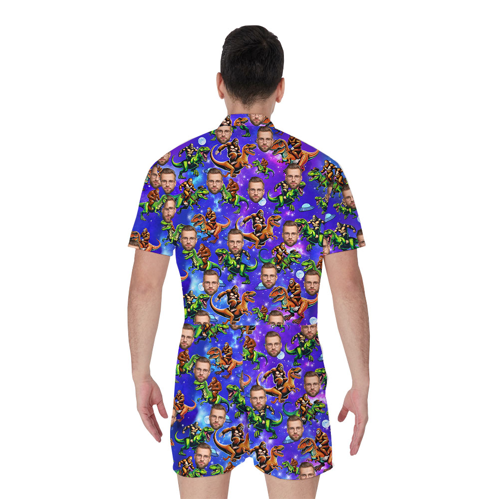 Cool Custom Face Bigfoot Dinosaur Men's Romper