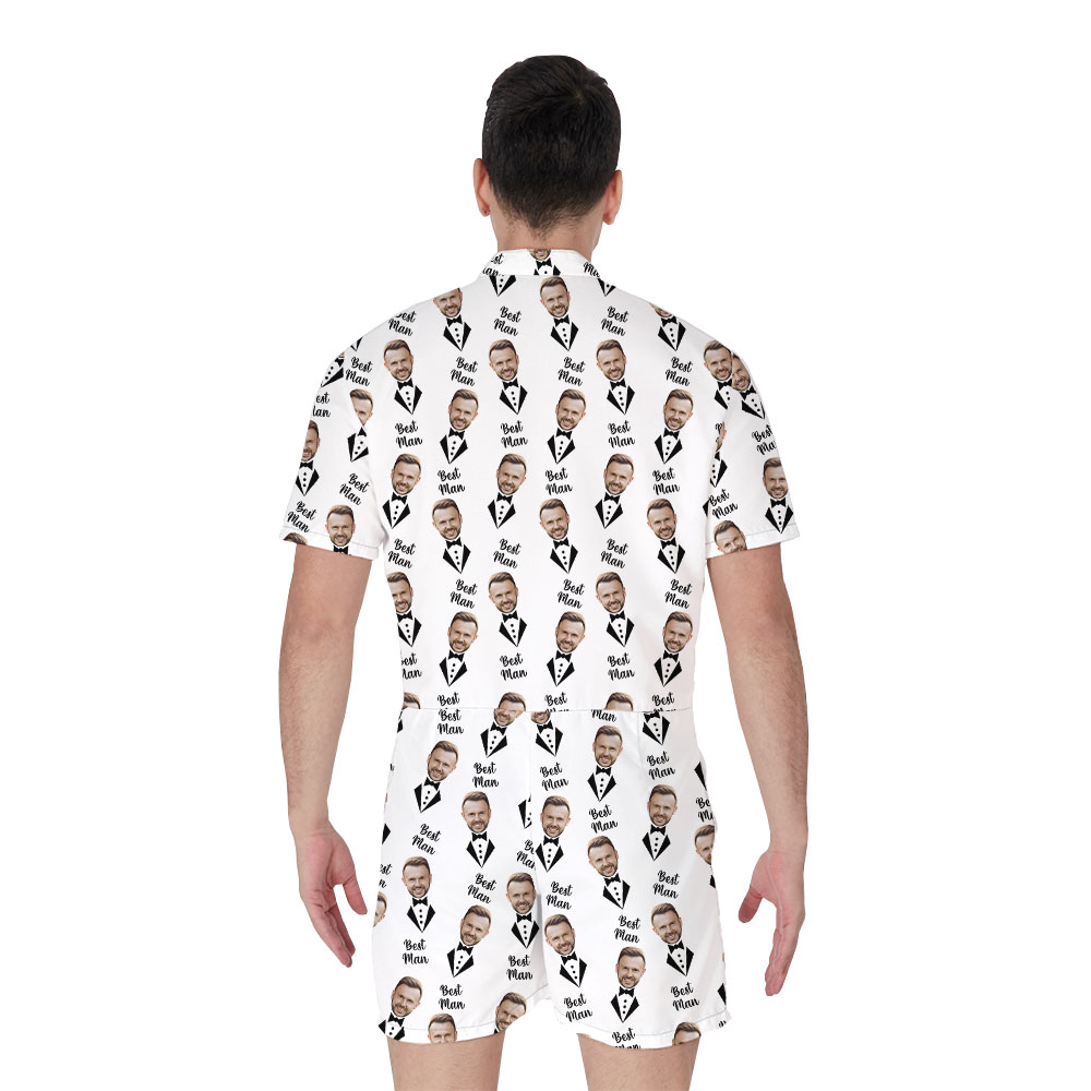 Custom Groomsman Hawaiian Romper With 1-5 Faces