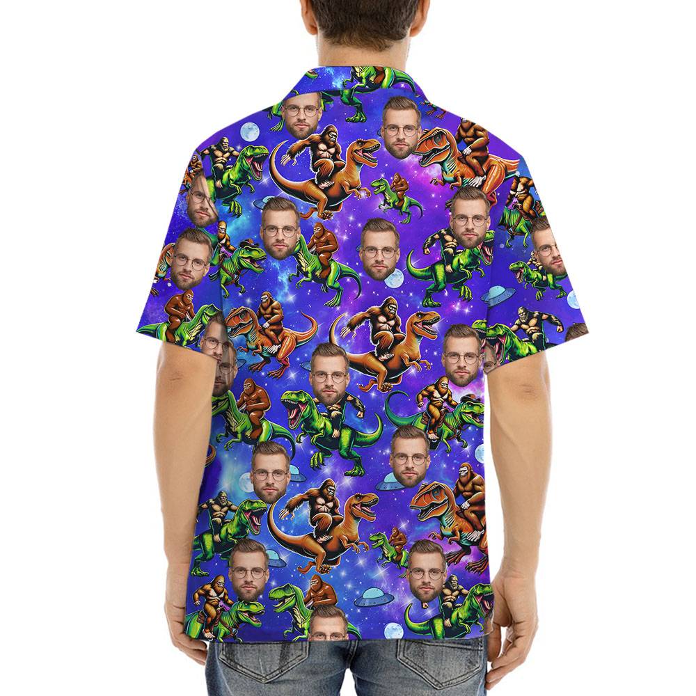 Custom Bigfoot Dino Hawaiian Shirt With 1-5 Faces