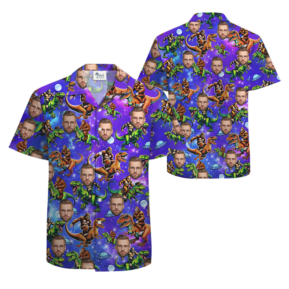 Custom Bigfoot Dino Hawaiian Shirt With 1-5 Faces