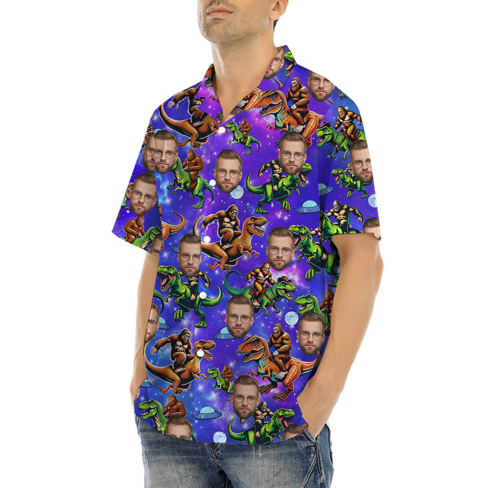 Custom Bigfoot Dino Hawaiian Shirt With 1-5 Faces