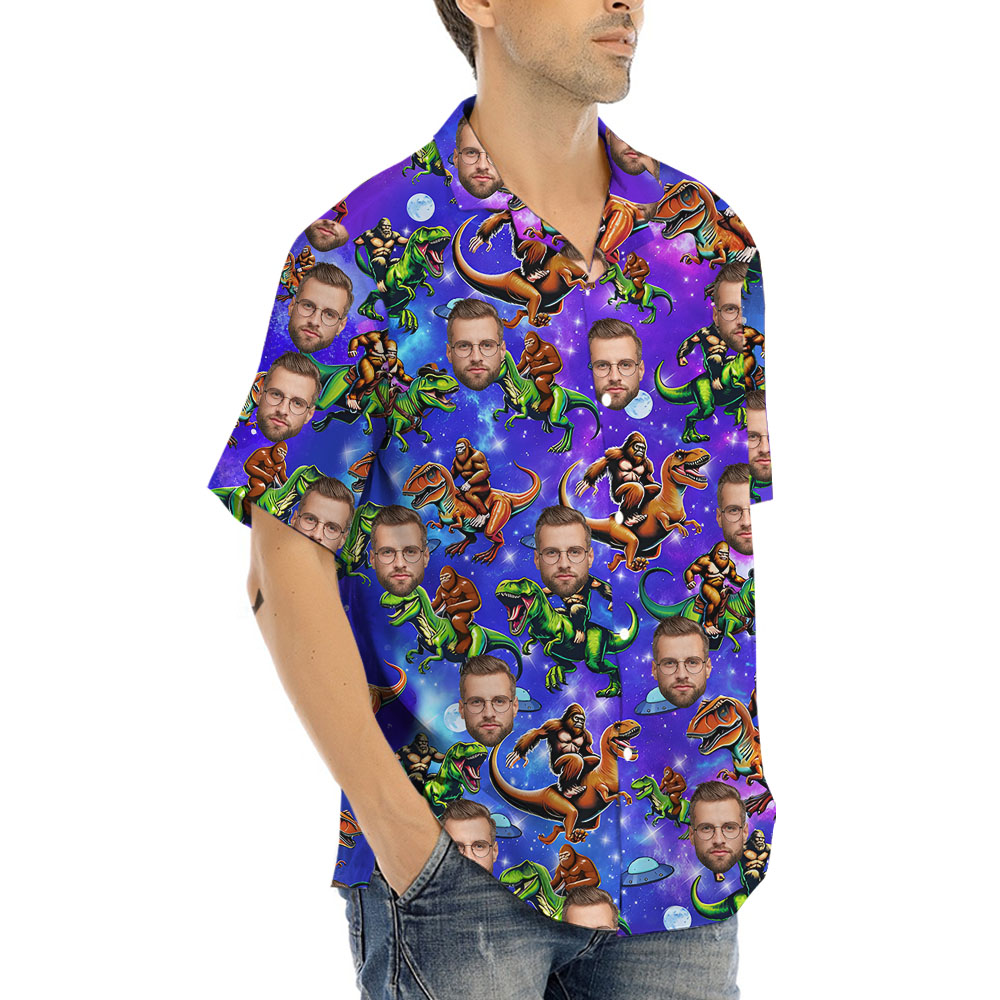 Custom Bigfoot Dino Hawaiian Shirt With 1-5 Faces