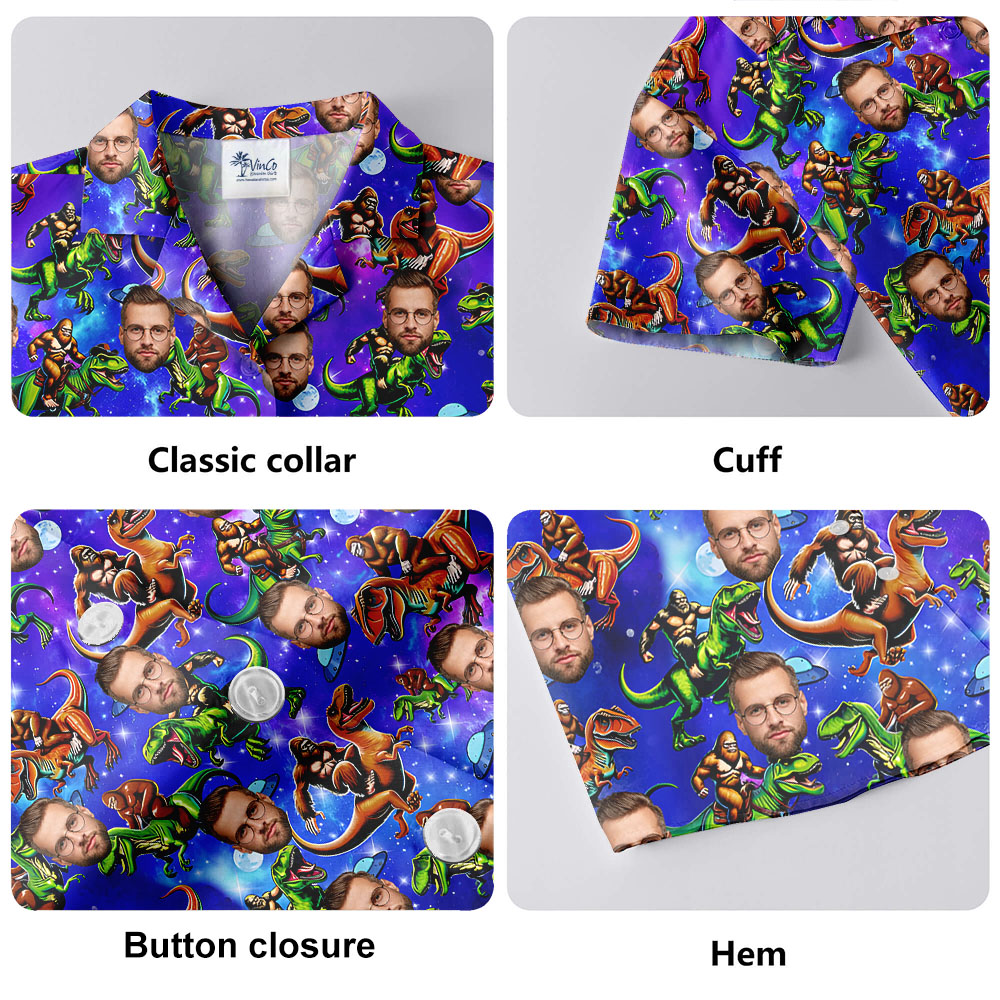 Custom Bigfoot Dino Hawaiian Shirt With 1-5 Faces
