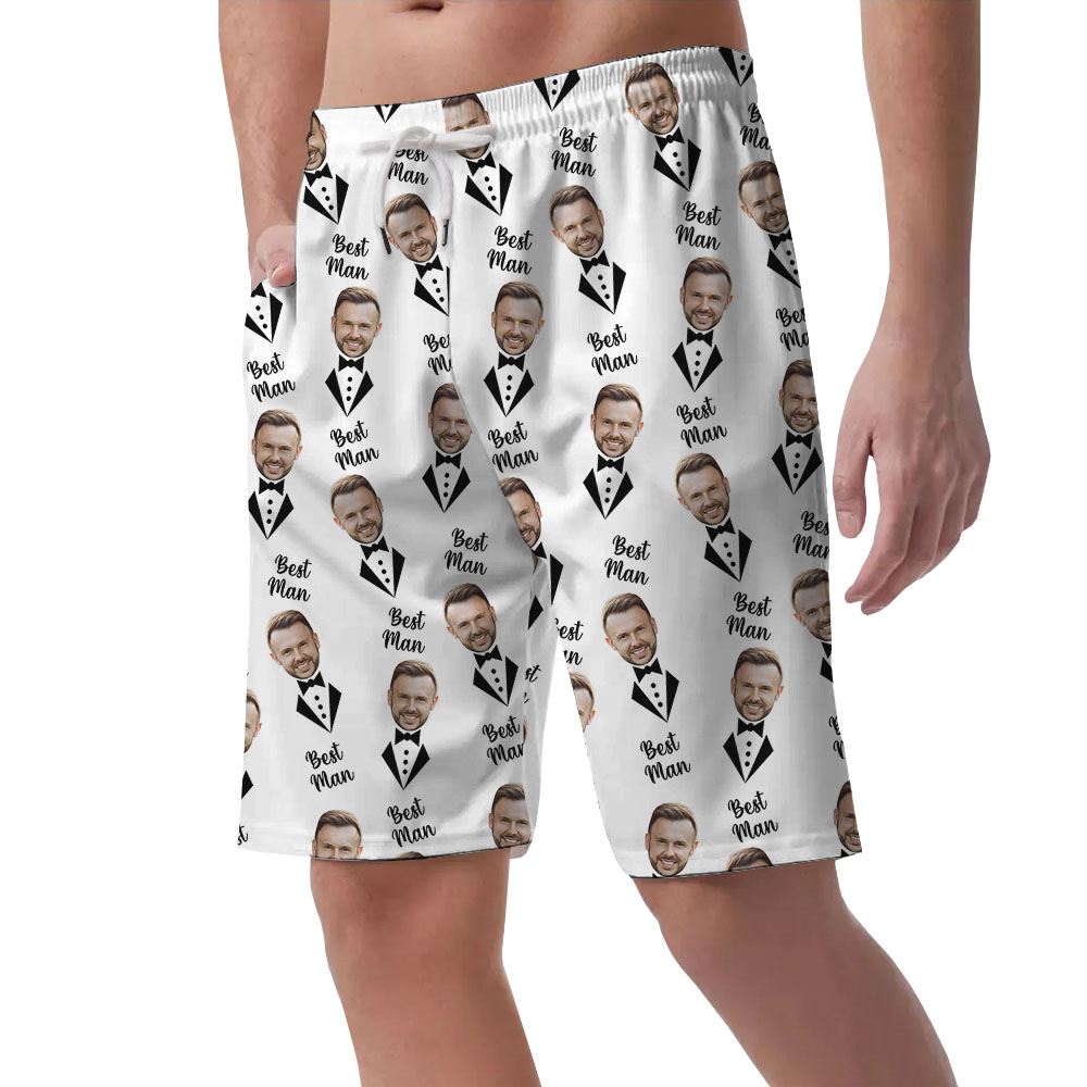 Custom Face Groomsman Hawaiian Shorts For Wedding