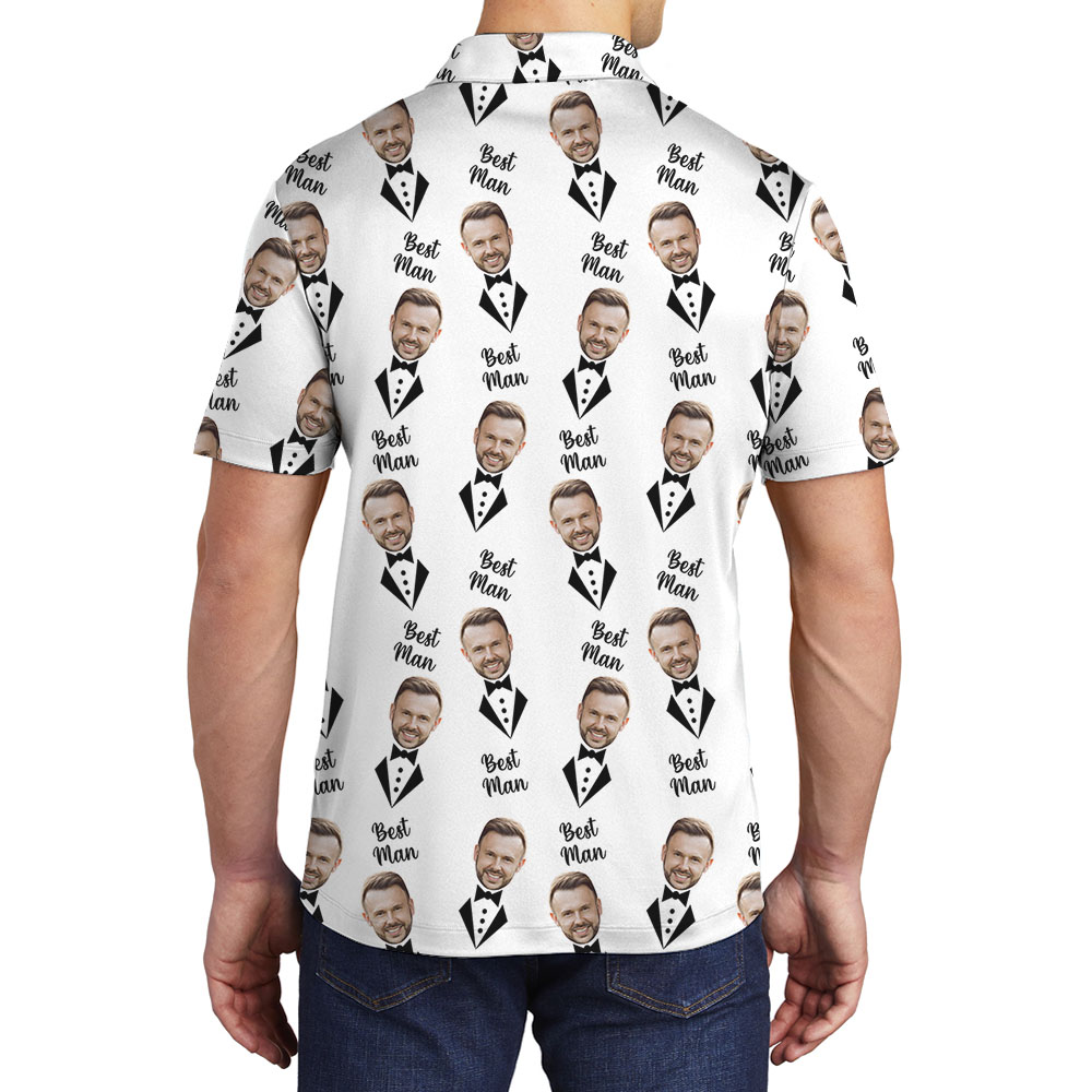 Custom Face Groomsman Men's Polo Shirt For Wedding