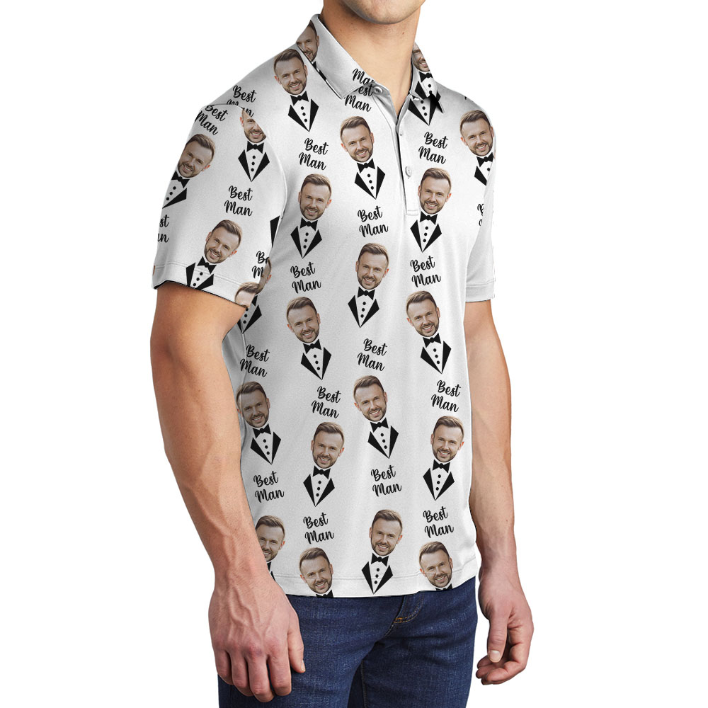 Custom Face Groomsman Men's Polo Shirt For Wedding