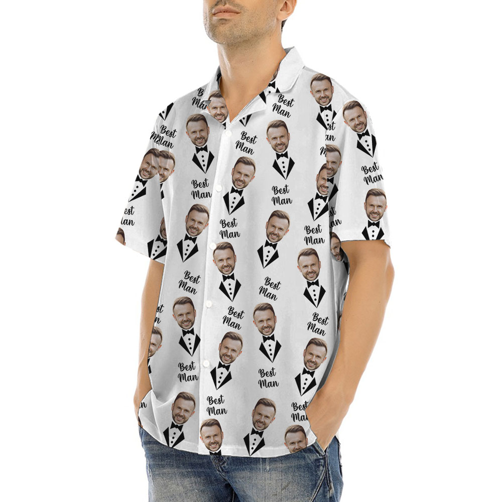 Custom Face Groomsman Button Up Shirt