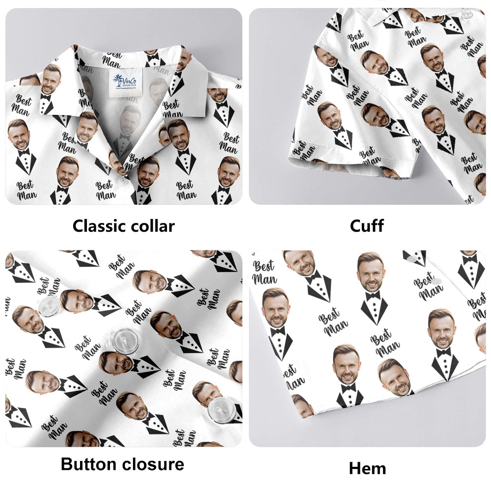 Custom Face Groomsman Button Up Shirt