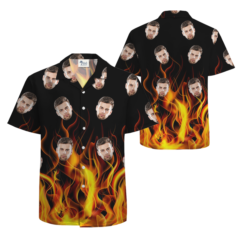Custom Face Flame Hawaiian Shirt