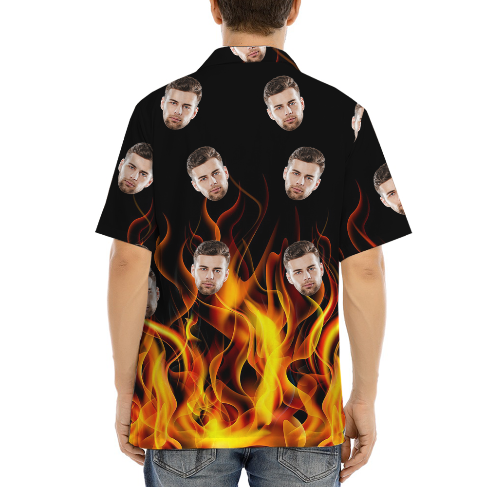 Custom Face Flame Hawaiian Shirt