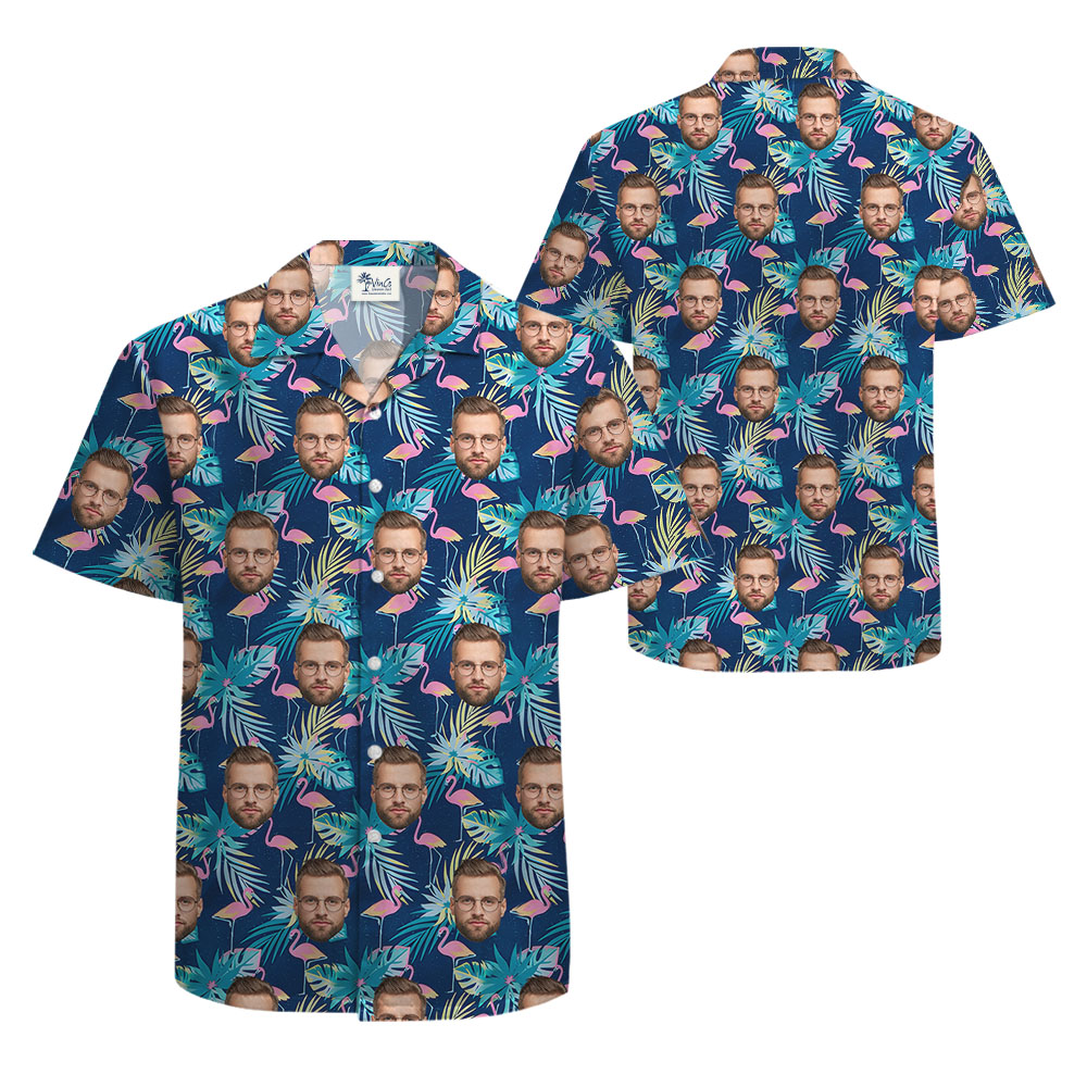 Flamingo Men's Aloha Shirt With 1-5 Faces