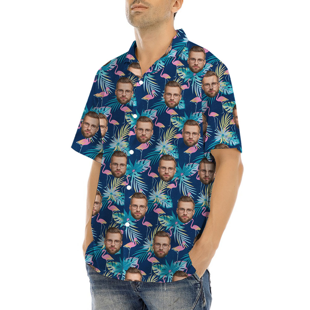 Flamingo Men's Aloha Shirt With 1-5 Faces