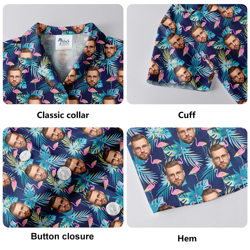 Flamingo Men's Aloha Shirt With 1-5 Faces