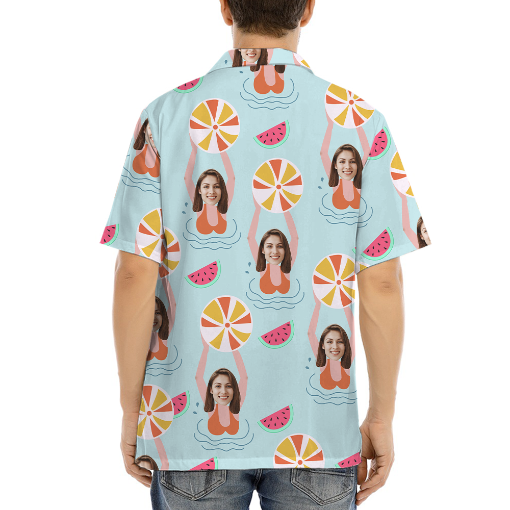 Playful Swimming Pool Custom Face Hawaiian Shirt