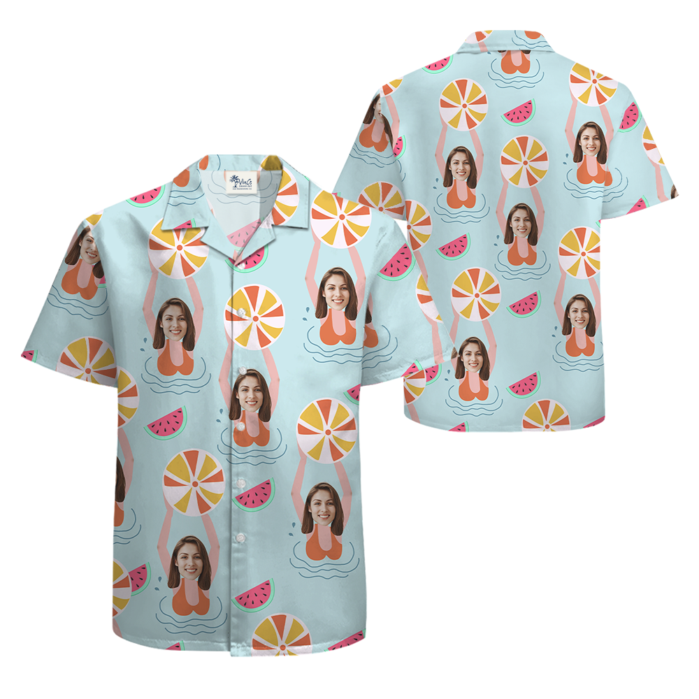 Playful Swimming Pool Custom Face Hawaiian Shirt