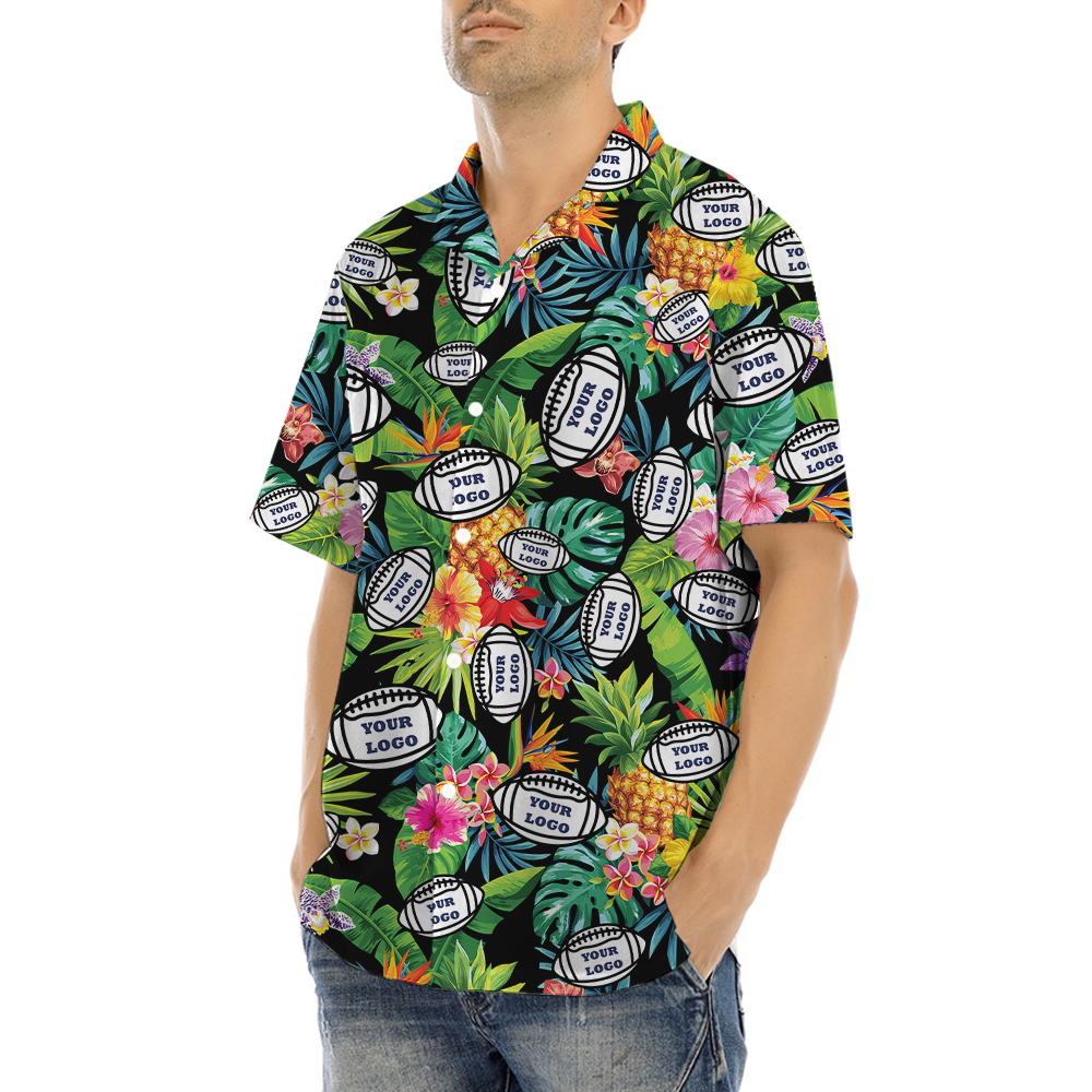 Custom Logo Football Tropical Aloha Shirt