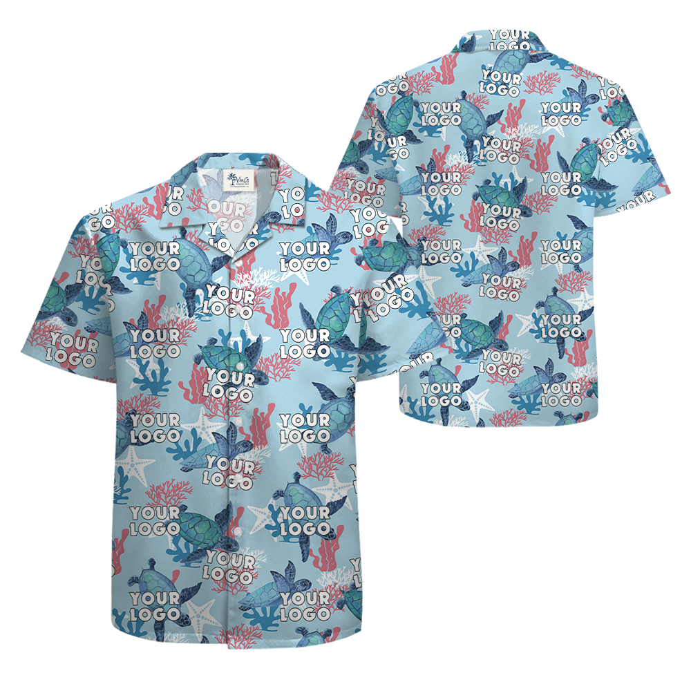 Sea Turtle Blue Hawaiian Shirt With Custom Face