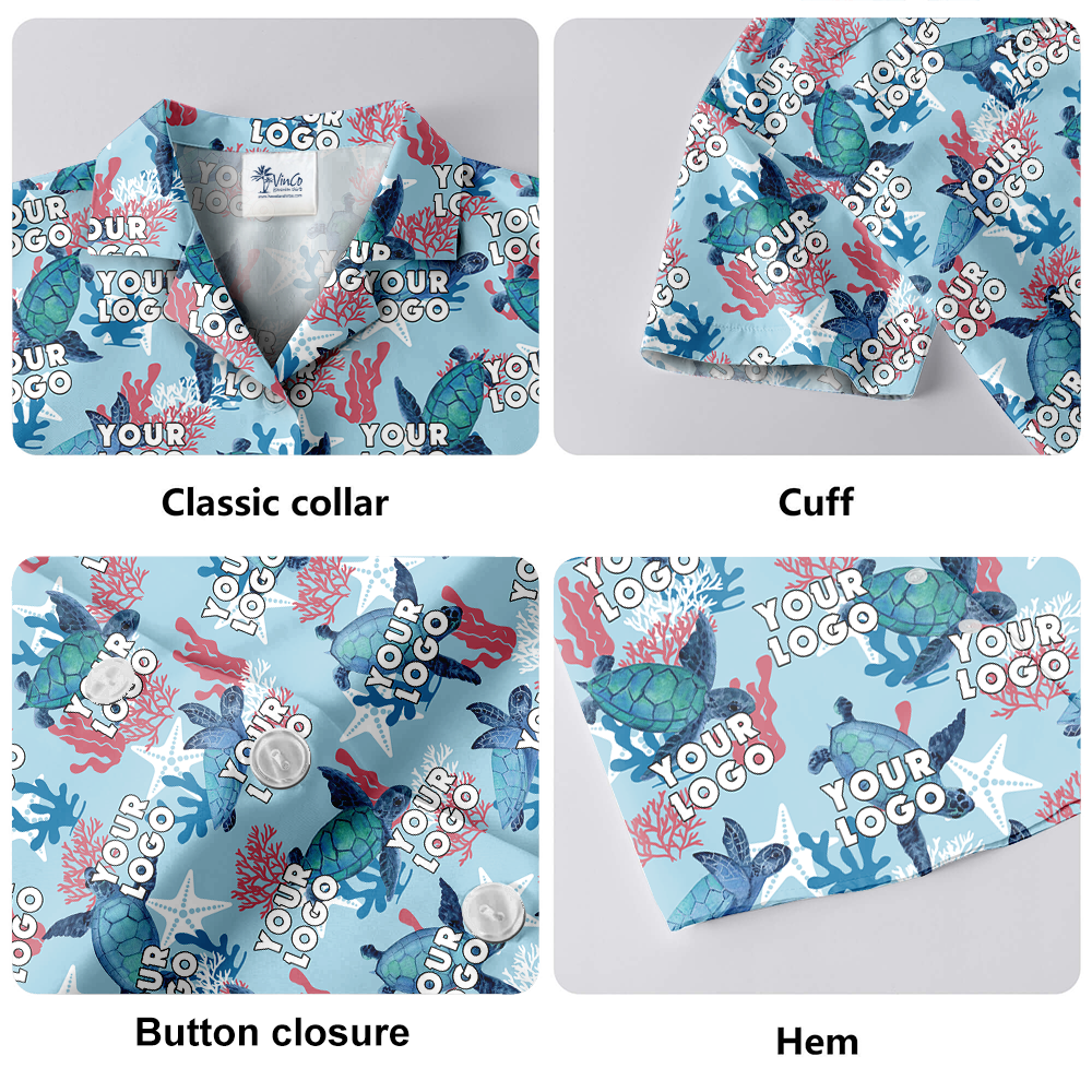 Sea Turtle Blue Hawaiian Shirt With Custom Face