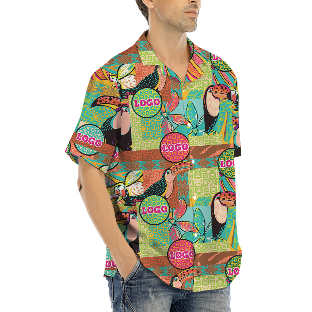 Vintage Parrot Hawaiian Shirt With Custom Company Logo
