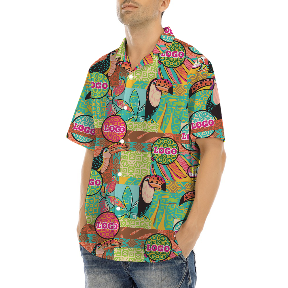 Vintage Parrot Hawaiian Shirt With Custom Company Logo