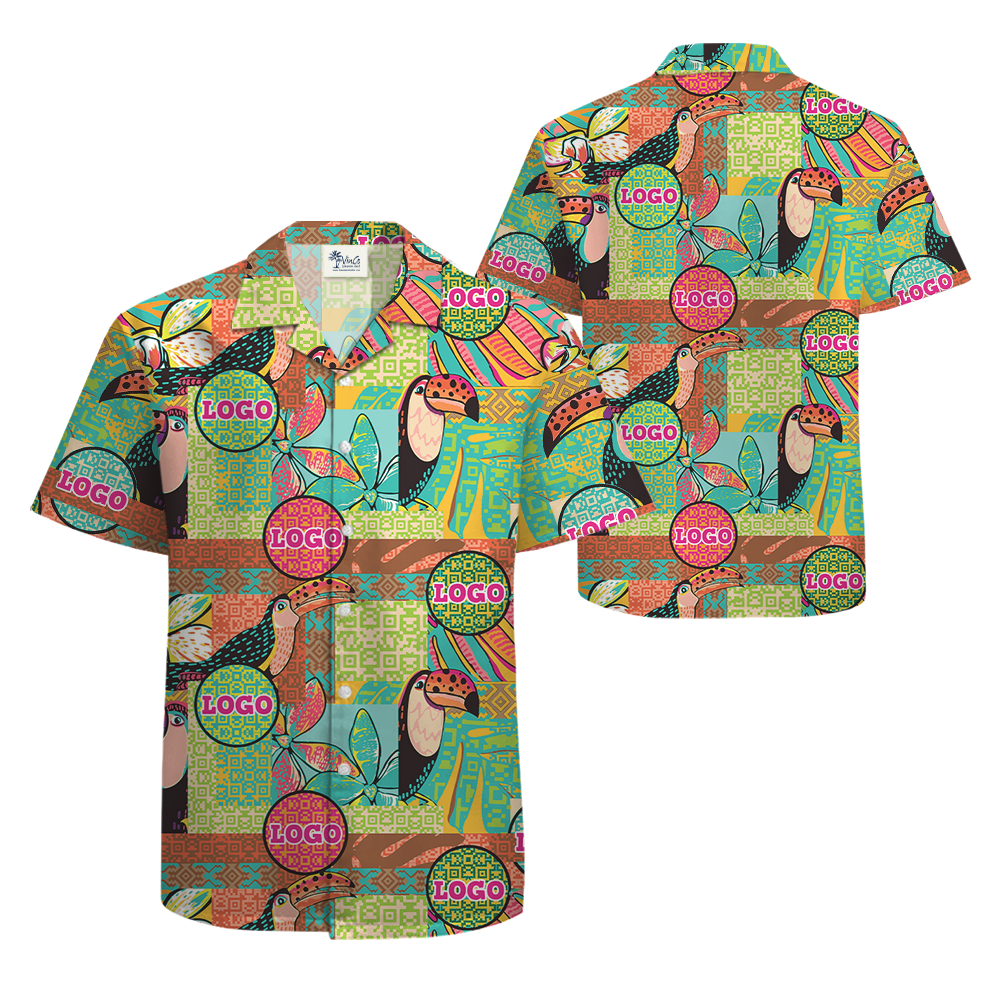 Vintage Parrot Hawaiian Shirt With Custom Company Logo