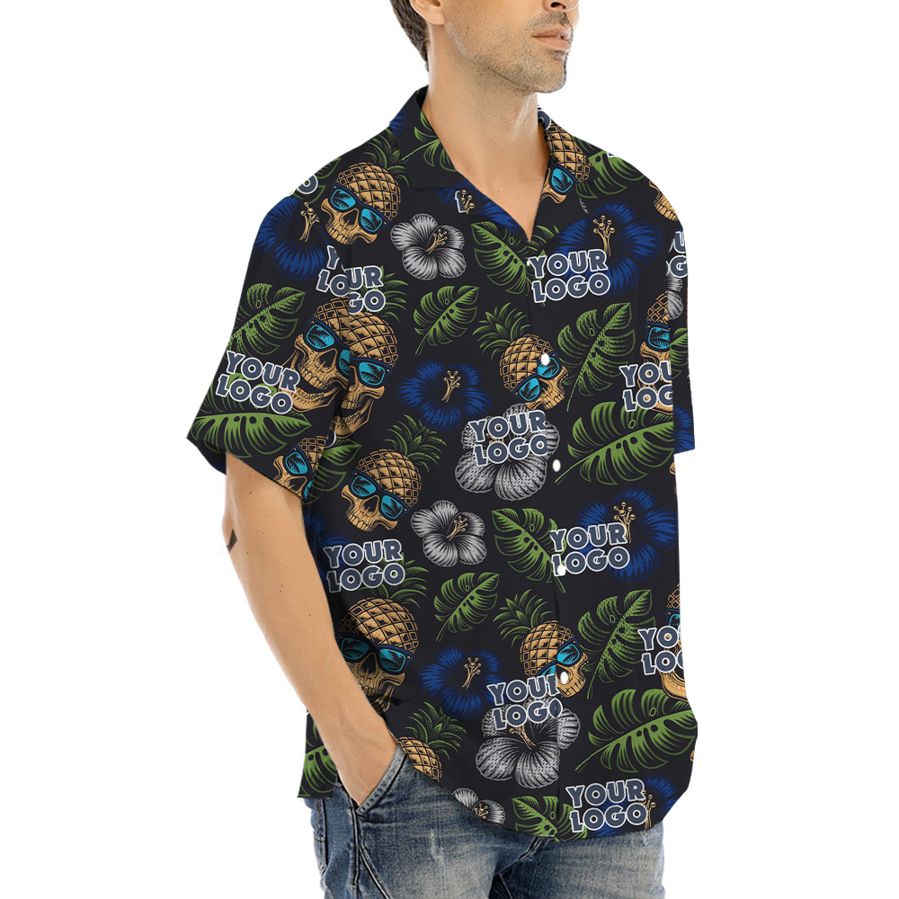 Custom Logo Pineapple Skull Hawaiian Shirt