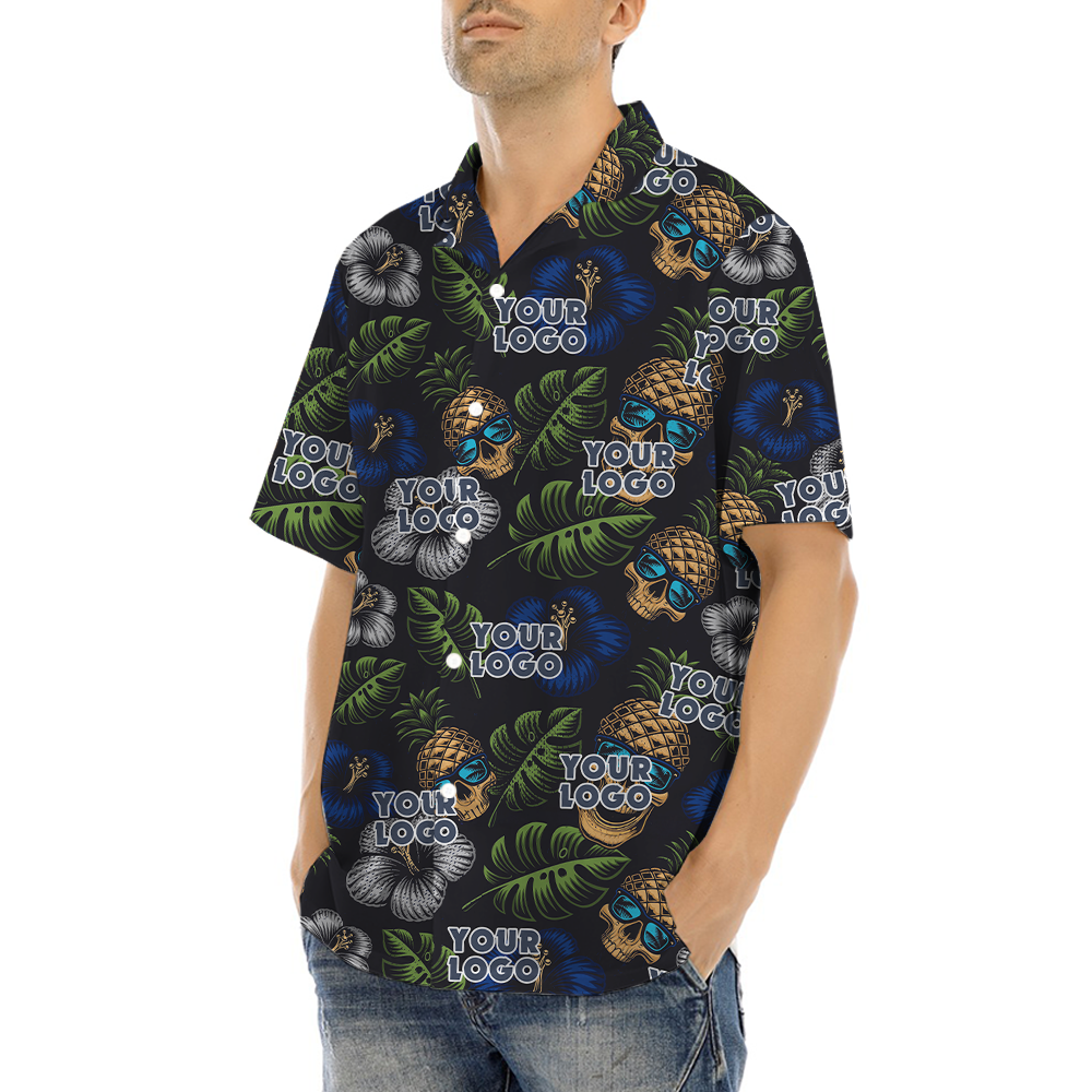 Custom Logo Pineapple Skull Hawaiian Shirt